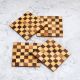 Modern Brown Check Pattern Wooden Coasters - Pack of 4